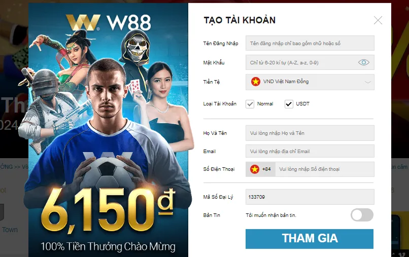 Trở thành hội viên W88 nhanh chóng chỉ với 4 bước